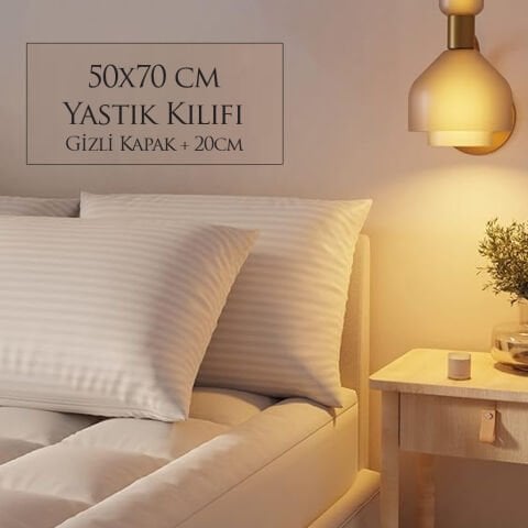 Çizgili Saten 50 x 70 cm Yastık Kılıfı