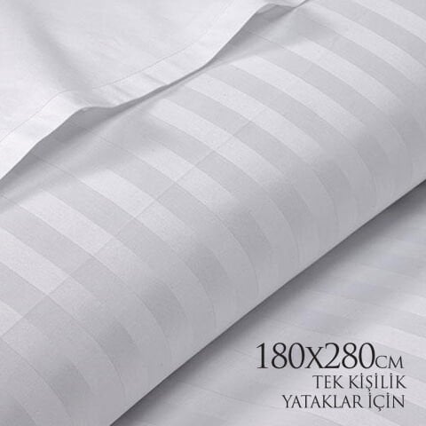 180 x 280 cm Çizgili Saten Tek Kişilik Çarşaf