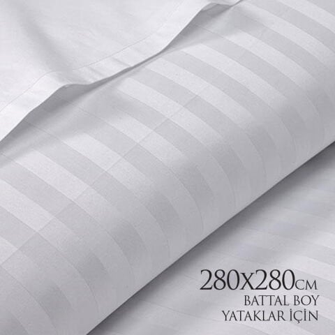 280 x 280 cm Çizgili Saten Battal Boy Çarşaf