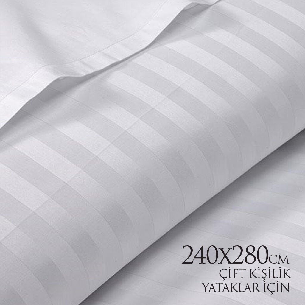 240 x 280 cm Çizgili Saten Çift Kişilik Çarşaf