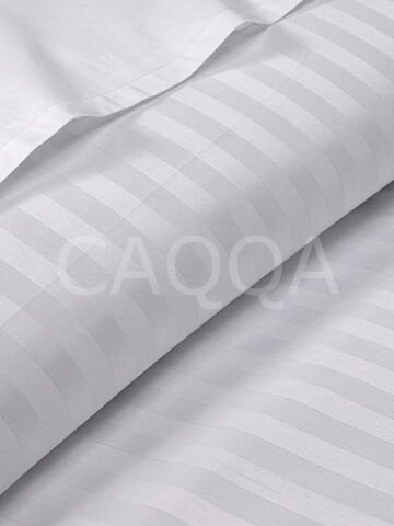 Çizgili Saten Beyaz Tek Kişilik Otel Nevresim Takımı | Çarşafı Lastiksiz