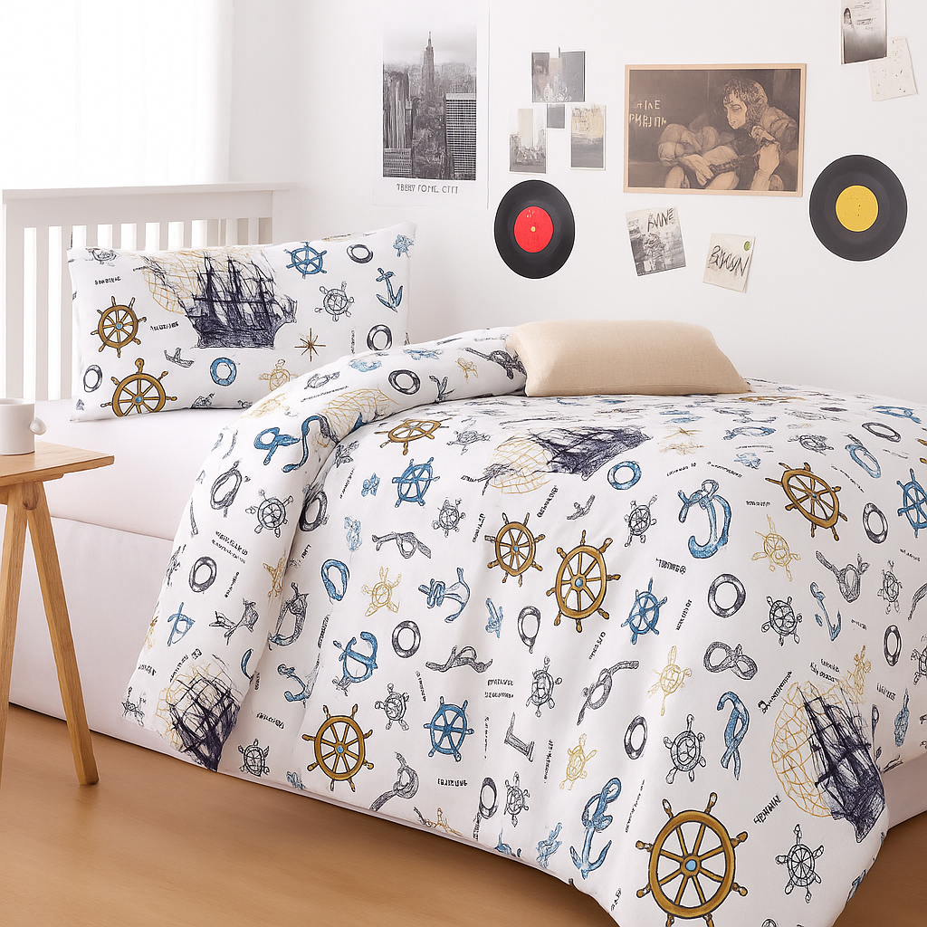 Denizci Desen Tek Kişilik Nevresim Takımı